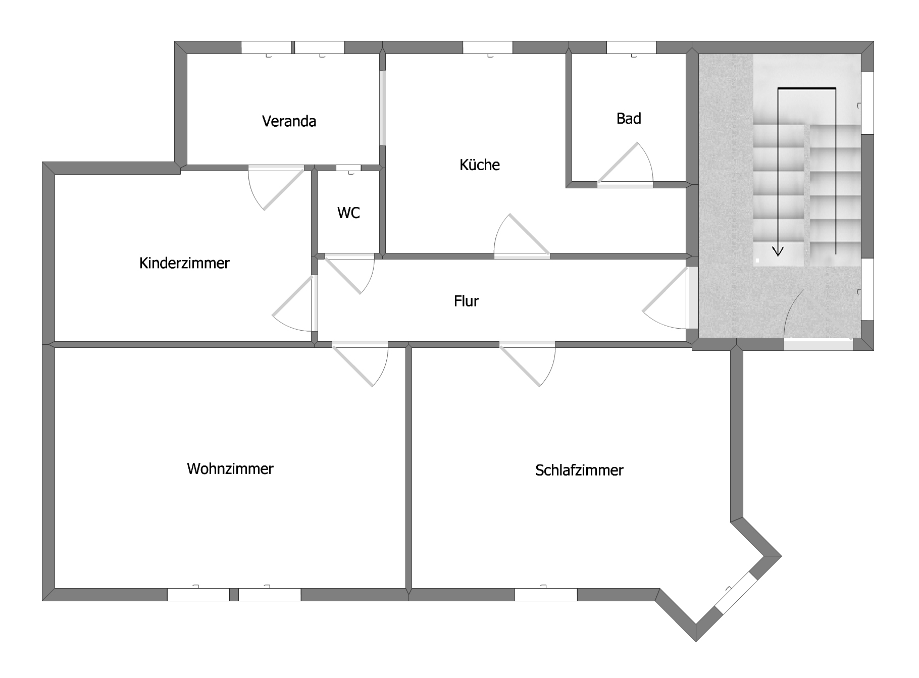 Grundriss der Ferienwohnung Luck – 82 m², 3 Zimmer, Erdgeschoss